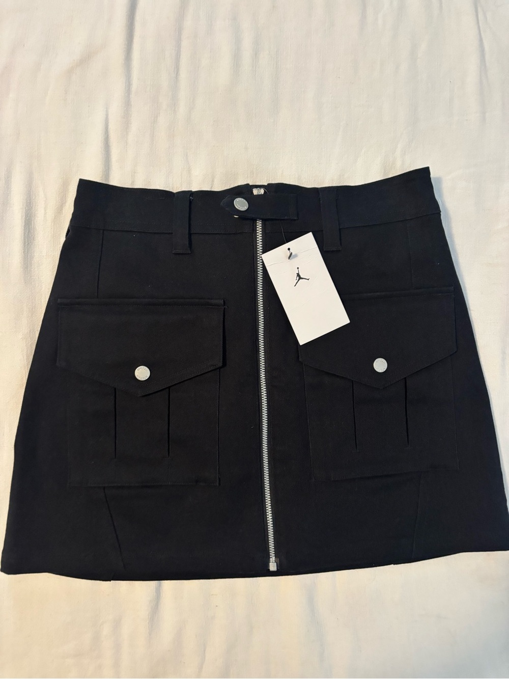 Jordan Black Zip-Pocket Utility Mini Skirt